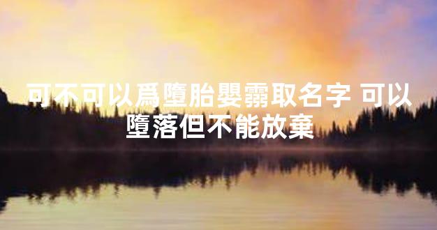 可不可以爲墮胎嬰霛取名字 可以墮落但不能放棄